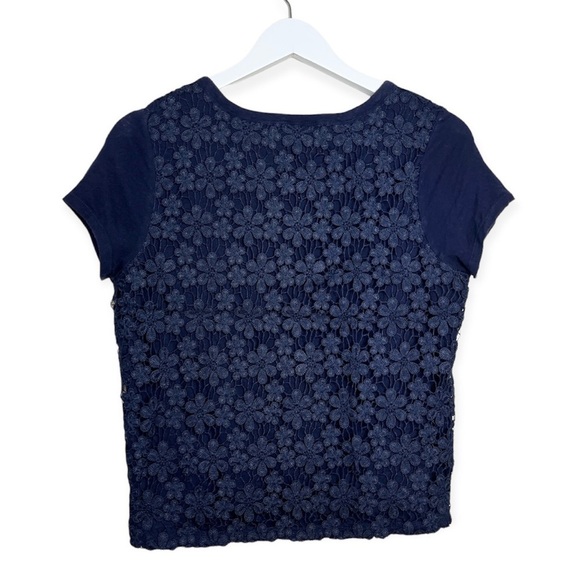 Gap Women’s Short‎ Sleeve Lace Back T Shirt in Navy Blue Size Small - Picture 1 of 7